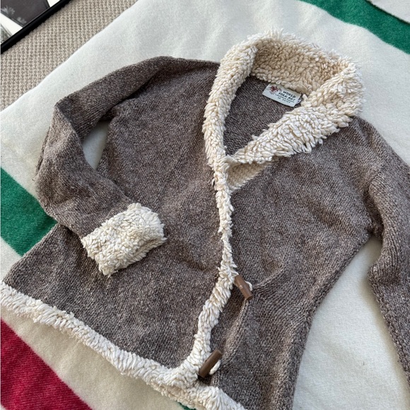 Vintage wool and cotton wrap style Sherpa sweater cardigan medium - Picture 7 of 14